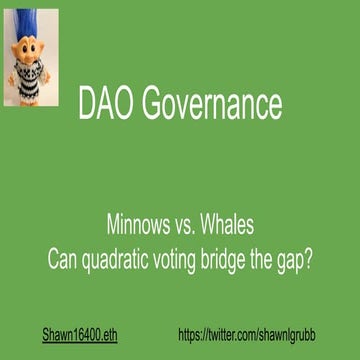 Shawn Grubb: Minnows v. whales: Quadratic Governance to the rescue