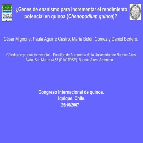 Minogne César - Genes de enanismo para incrementar el rendimiento potencial en quínoa _ R.Miranda
