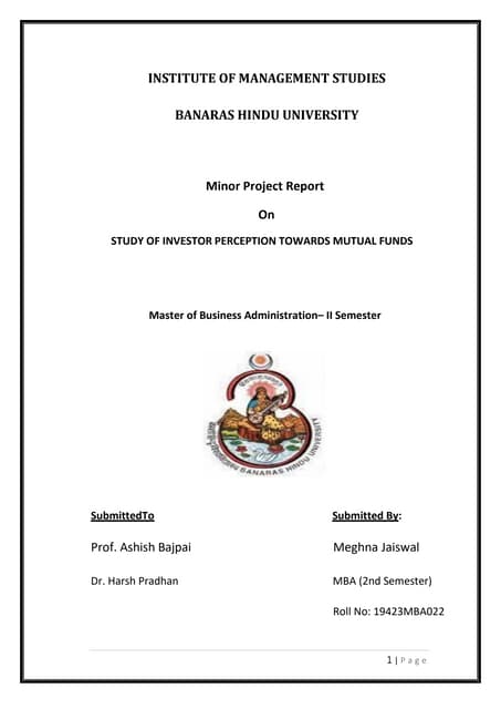 Study Of Investor Perception Towards Mutual Funds Pdf Study Of Investor Perception Towards Mutual Funds Pdf