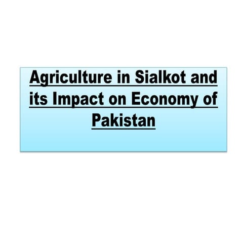 agriculture industry in sialkot and its impact on the economy of ...