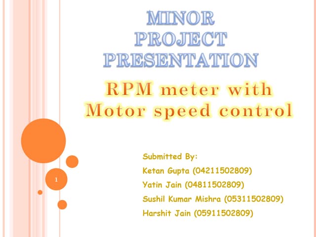 Tachometer using AT89S52 microcontroller with motor control