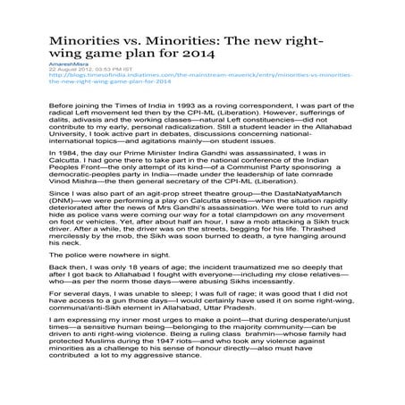 Minorities vs. minorities the new right wing game plan for 2014