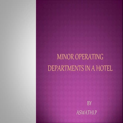 Minor operating departments in hospitality industry | PPTX