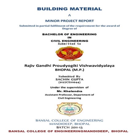 building material Minor project for final year .