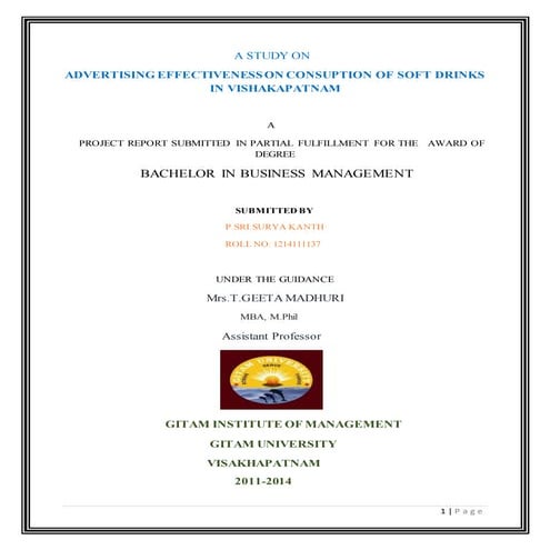 advertising effectiveness on consuption of soft drinks