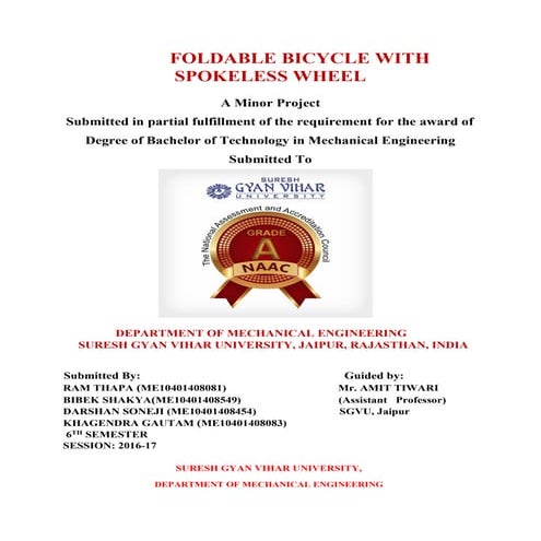 project report  on flodable bicycle