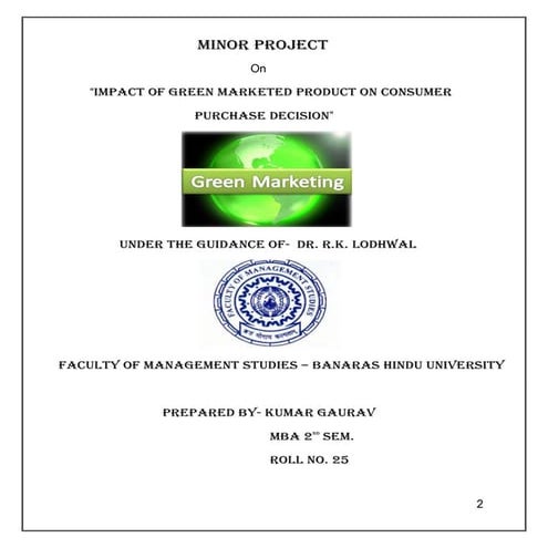 Impact of Green Marketed Product on Consumer Purchase Decision | PDF