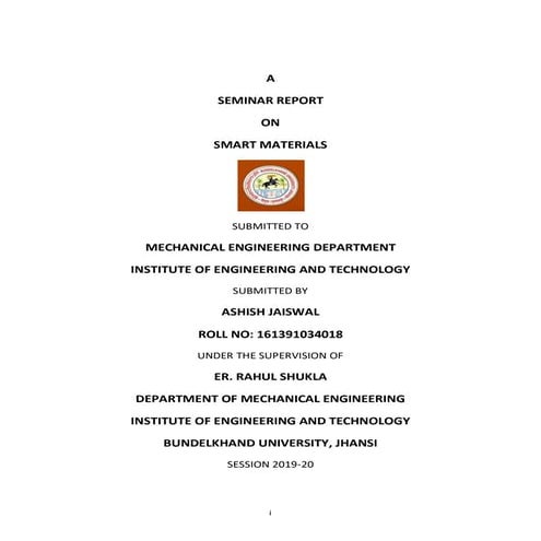 Minor project report on smart materials