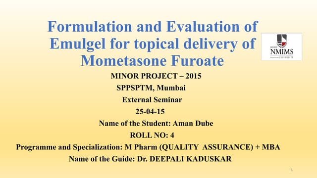 Formulation of Mometasone Furoate Emulgel