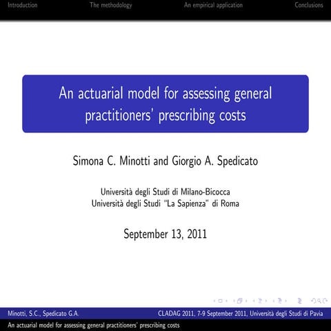 Actuarial modeling of general practictioners' drug prescriptions costs