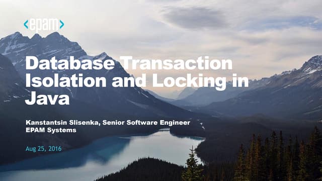 Database transaction isolation and locking in Java