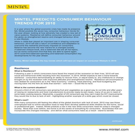 2010 Consumer Trend Predictions