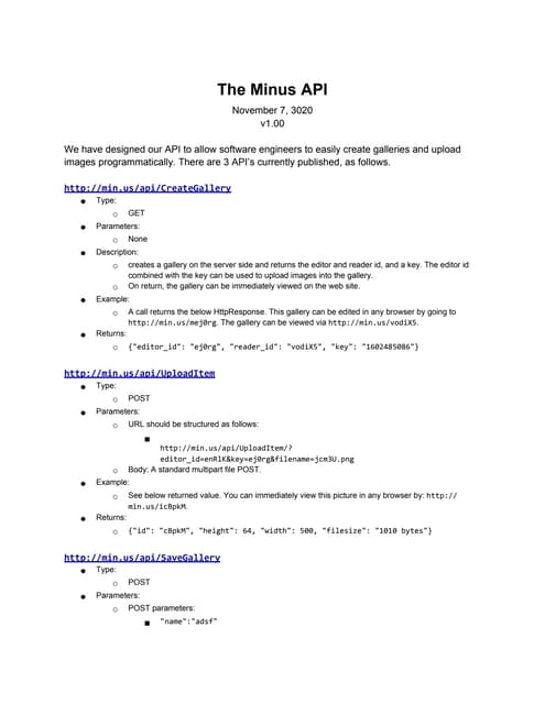 Minus api