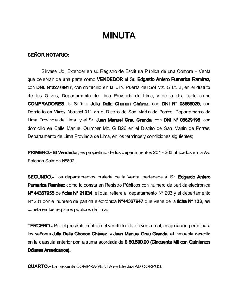 Partes De Una Minuta Partes De Una Minuta