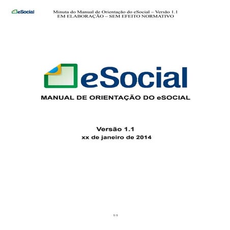 Minuta do esocial   versão 1.1 com portaria interministerial