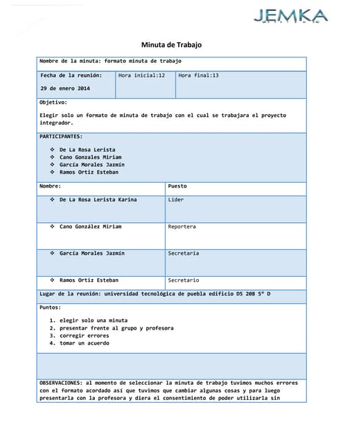 formatos de minutas en excel