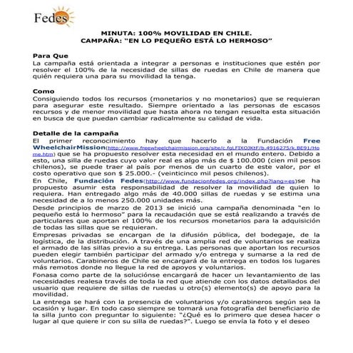 Minuta sillas de ruedas 100% movilidad para chile