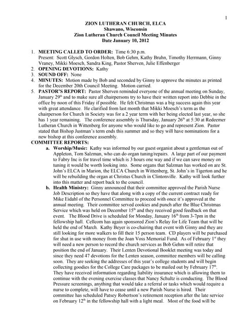 Minutes   council 12-01-10