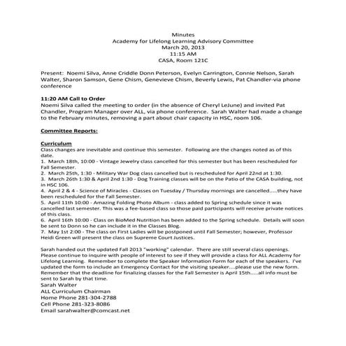 Minutes March 20, 2013