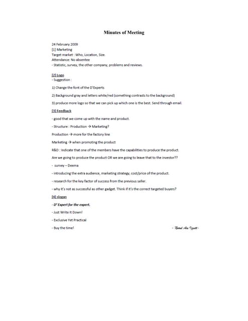 sample of meeting minute