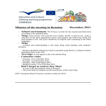 Minutes of the meeting in la réunion