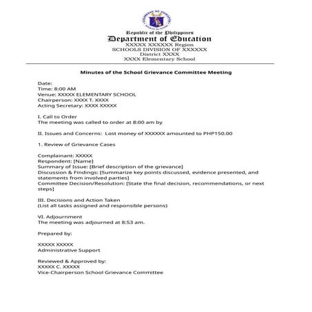 Minutes of the School Grievance Committee Meeting XXXXXXXX.docx