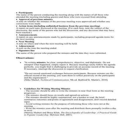 Minutes participants