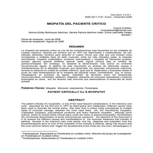 Miopatia delpacientecritico