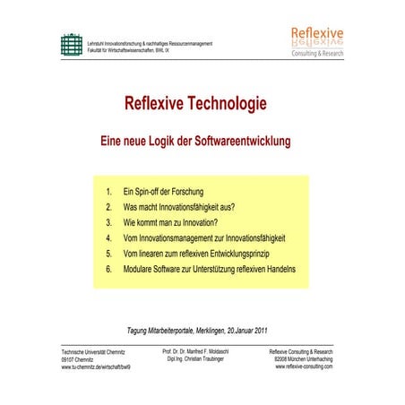 MiPo'11: Reflexive Technologie. Eine neue Logik der Softwareentwicklung (Manf...