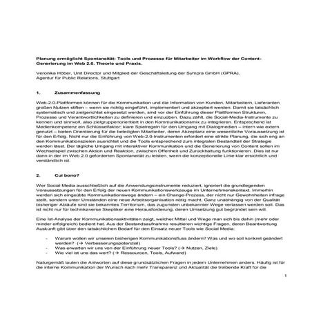 MiPo'11: Planung ermöglicht Spontaneität: Tools und Prozesse für Mitarbeiter im Workflow der Content-Generierung im Web 2.0. Theorie und Praxis (Veronika Höber)