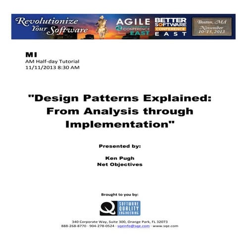 Design Patterns Explained: From Analysis through Implementation | PDF