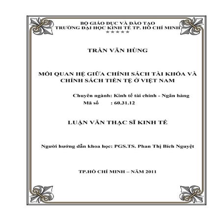 Mối quan hệ giữa chính sách tài khóa và chính sách tiền tệ ở việt nam   luận ...