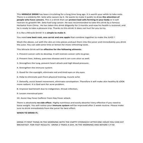 A Miracle drink beet root, carrot, and apple