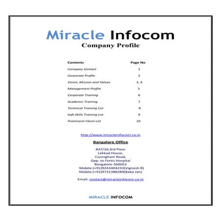 Miracle Infocom - A Corporate Training Organization