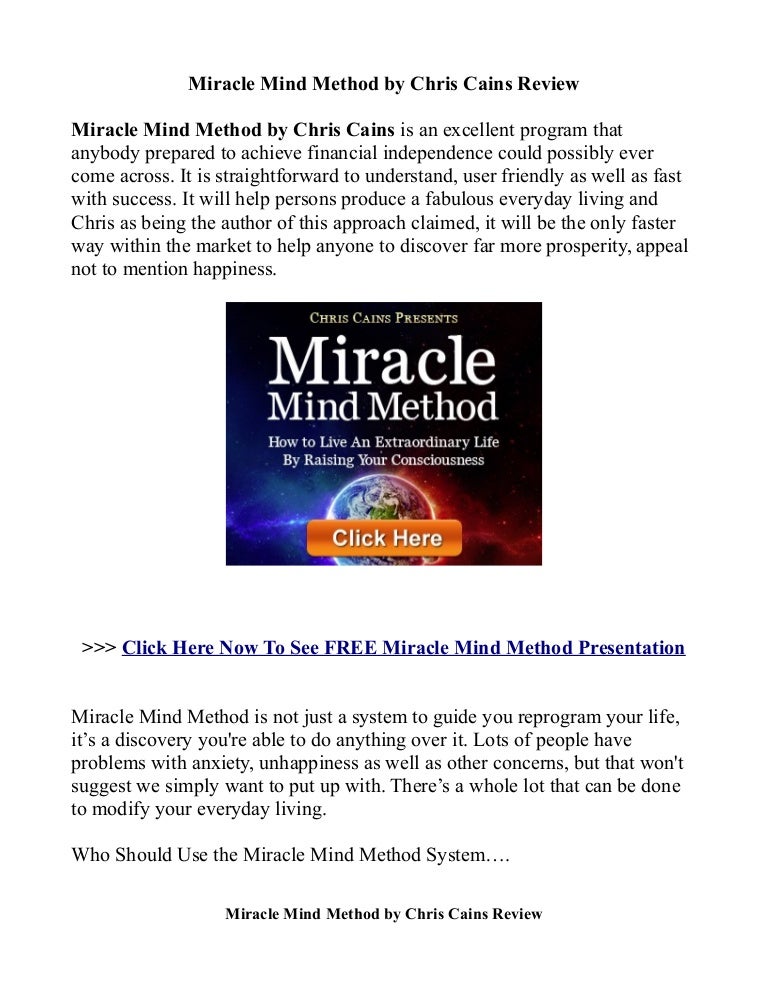 Miracle Mind Method by Chris Cains Review