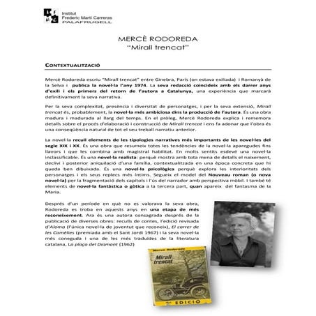 Mercè Rodoreda "Mirall trencat"