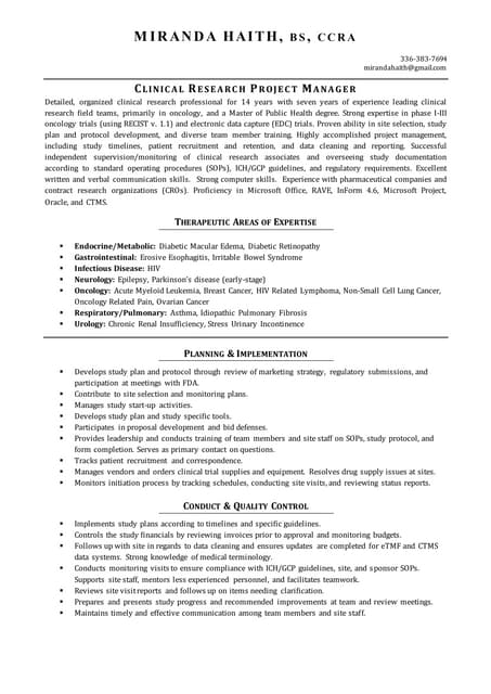 Miranda Haith CV 2016