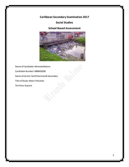 Cxc pob sba template with mark scheme | PDF