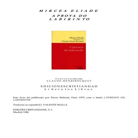 Mircea Eliade   A Prova Do Labirinto