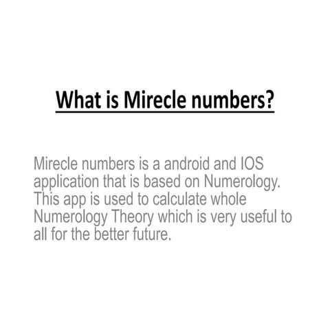 Mirecle numbers | PPTX