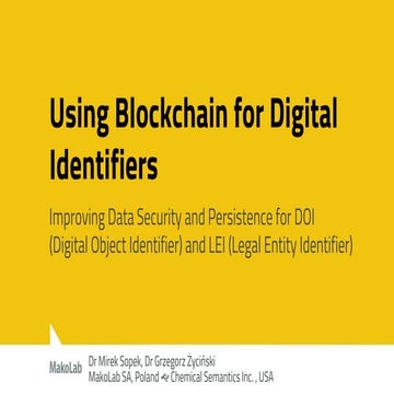 Using Blockchain for Digital Identifiers. The case of LEI.