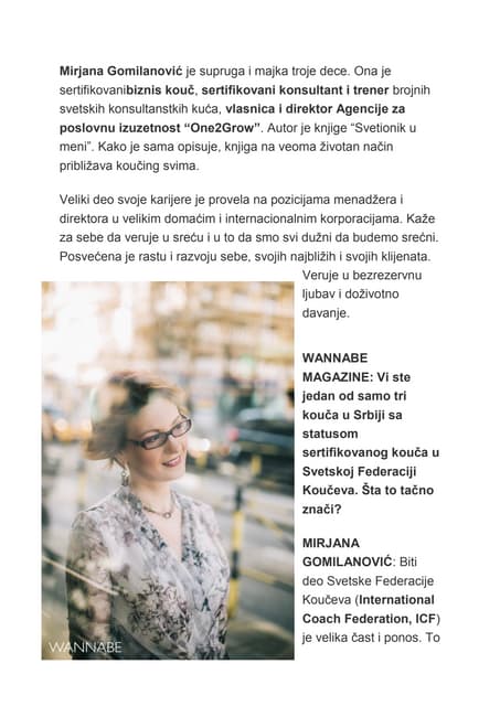 Mirjana gomilanovic  Wannabe intervju