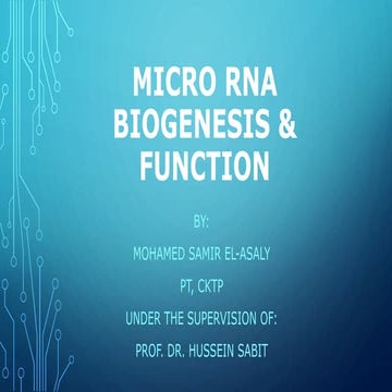 Micro RNA biogenesis, function and nomenclature