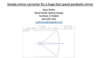 Mirror corrector for a 10 meter fast speed parabola