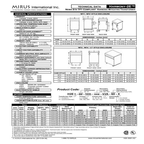 Mirus harmony 2-e_isolation_transformers_and_auto_transformers_datasheet
