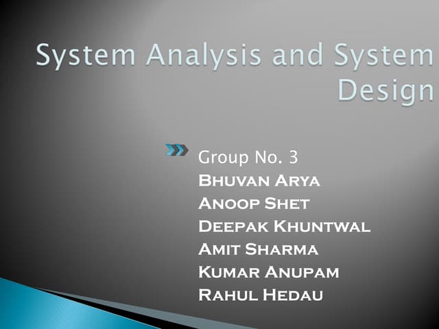 Mis   system analysis and system design