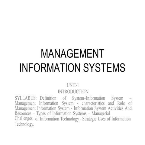 MANAGEMENT INFORMATION SYSTEM NFORMATION