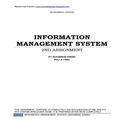 Mis 2nd assignment final solved