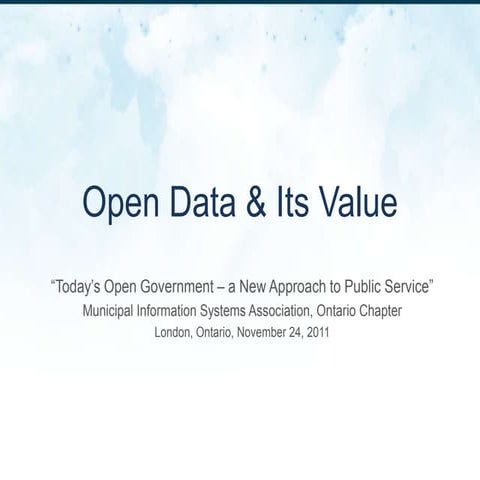 Open Data & Its Value, MISA, London, Ontario, Workshop