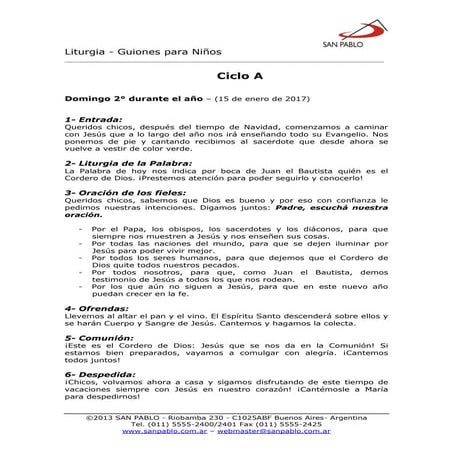 Misa con niños 15 enero